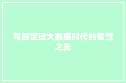 勾股定理大数据时代的智慧之光