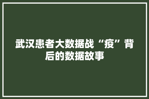 武汉患者大数据战“疫”背后的数据故事