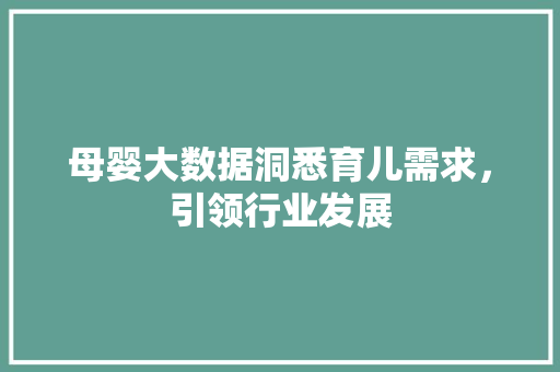 母婴大数据洞悉育儿需求，引领行业发展