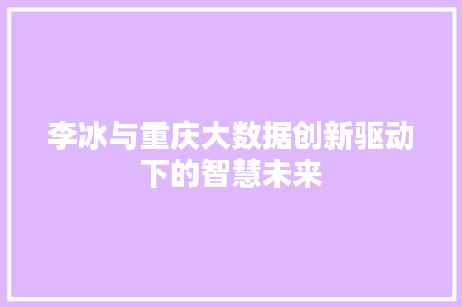 李冰与重庆大数据创新驱动下的智慧未来  第1张