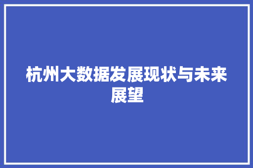 杭州大数据发展现状与未来展望  第1张