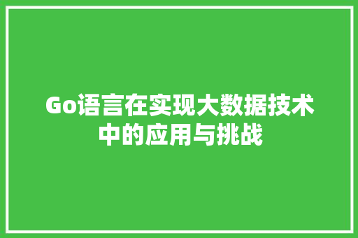 Go语言在实现大数据技术中的应用与挑战