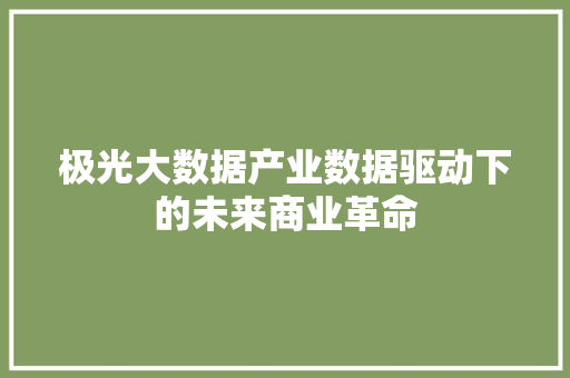 极光大数据产业数据驱动下的未来商业革命