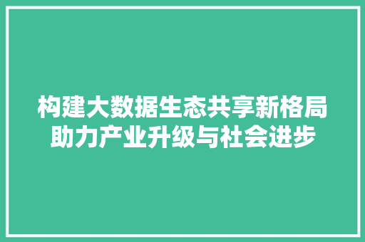 构建大数据生态共享新格局助力产业升级与社会进步