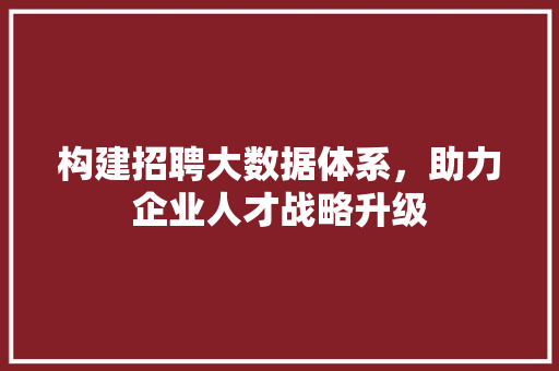 构建招聘大数据体系，助力企业人才战略升级  第1张