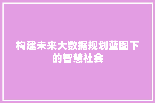 构建未来大数据规划蓝图下的智慧社会  第1张