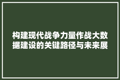构建现代战争力量作战大数据建设的关键路径与未来展望