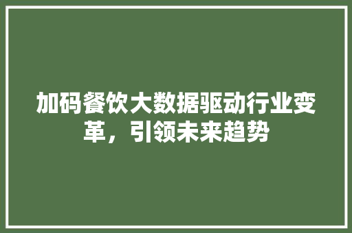 加码餐饮大数据驱动行业变革，引领未来趋势  第1张