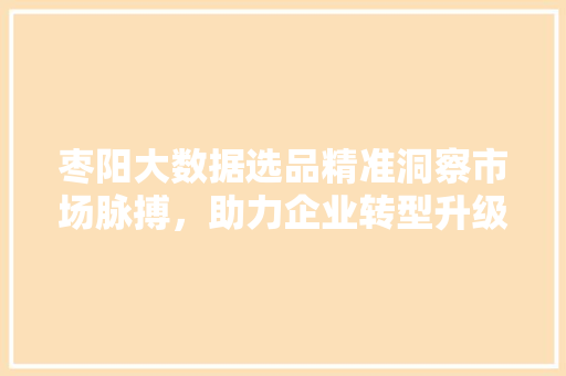枣阳大数据选品精准洞察市场脉搏，助力企业转型升级  第1张