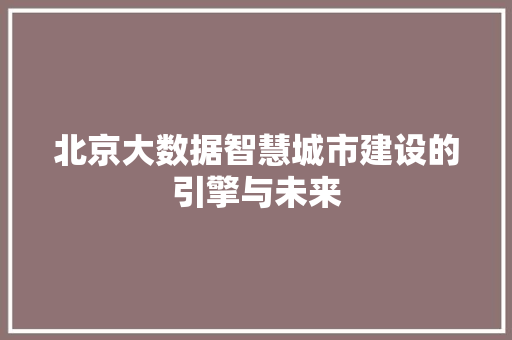 北京大数据智慧城市建设的引擎与未来  第1张
