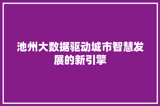 池州大数据驱动城市智慧发展的新引擎  第1张