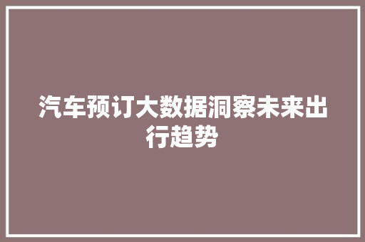 汽车预订大数据洞察未来出行趋势