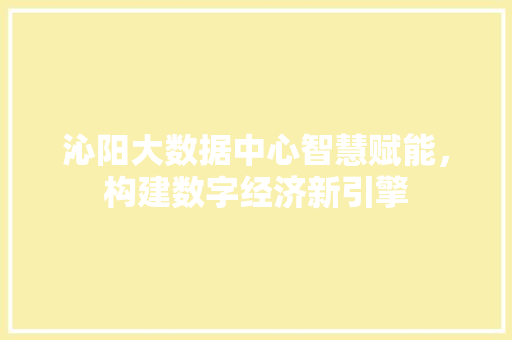 沁阳大数据中心智慧赋能，构建数字经济新引擎