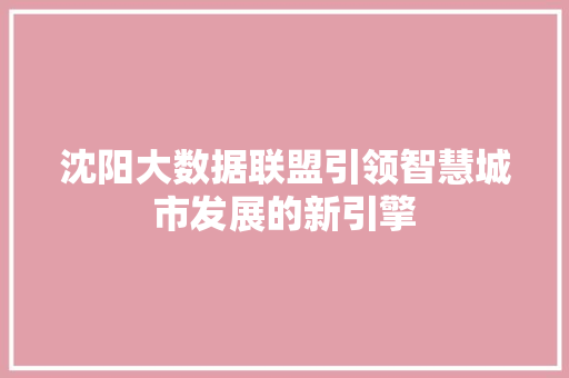 沈阳大数据联盟引领智慧城市发展的新引擎  第1张