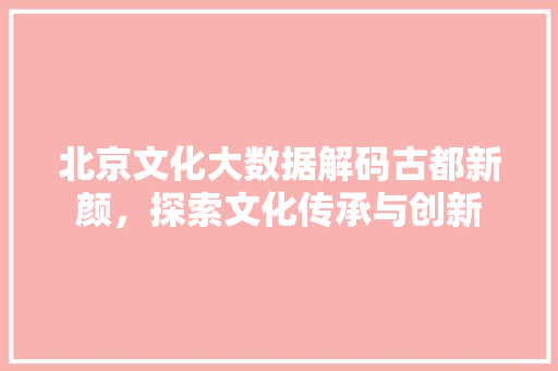北京文化大数据解码古都新颜，探索文化传承与创新  第1张