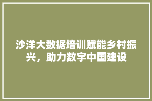 沙洋大数据培训赋能乡村振兴，助力数字中国建设  第1张