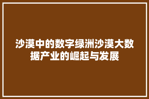 沙漠中的数字绿洲沙漠大数据产业的崛起与发展  第1张