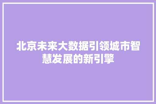 北京未来大数据引领城市智慧发展的新引擎  第1张