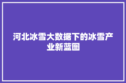 河北冰雪大数据下的冰雪产业新蓝图
