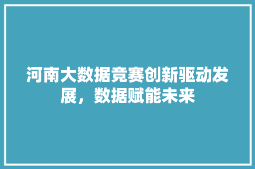 河南大数据竞赛创新驱动发展，数据赋能未来  第1张