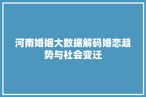 河南婚姻大数据解码婚恋趋势与社会变迁