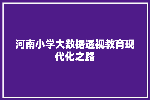 河南小学大数据透视教育现代化之路  第1张