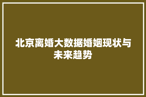 北京离婚大数据婚姻现状与未来趋势  第1张