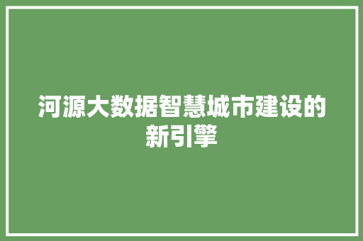 河源大数据智慧城市建设的新引擎