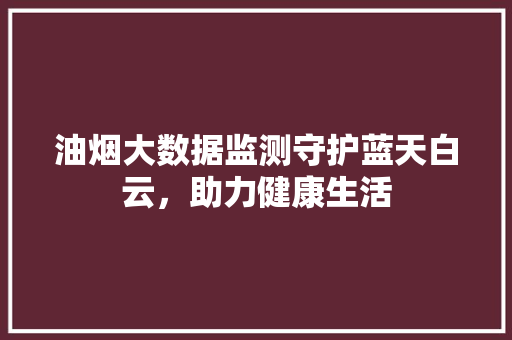 油烟大数据监测守护蓝天白云，助力健康生活  第1张