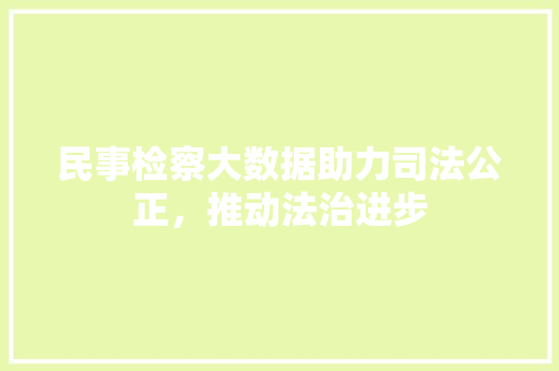 民事检察大数据助力司法公正，推动法治进步