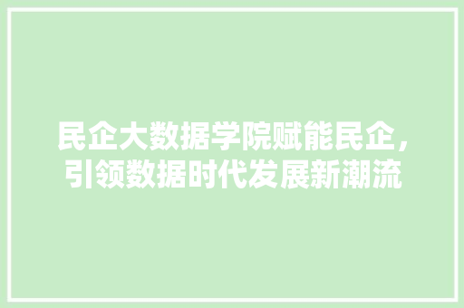 民企大数据学院赋能民企，引领数据时代发展新潮流  第1张
