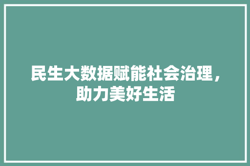 民生大数据赋能社会治理，助力美好生活