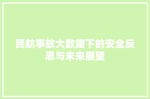 民航事故大数据下的安全反思与未来展望