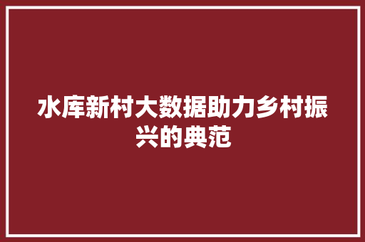 水库新村大数据助力乡村振兴的典范  第1张