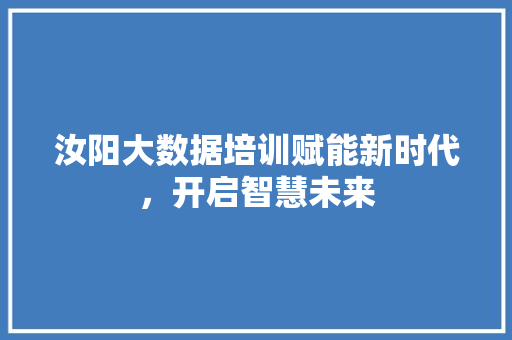 汝阳大数据培训赋能新时代，开启智慧未来  第1张