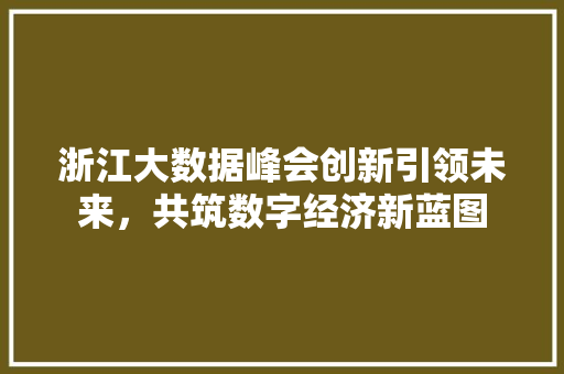 浙江大数据峰会创新引领未来，共筑数字经济新蓝图