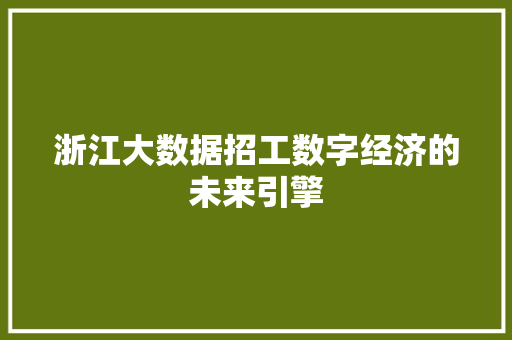 浙江大数据招工数字经济的未来引擎  第1张