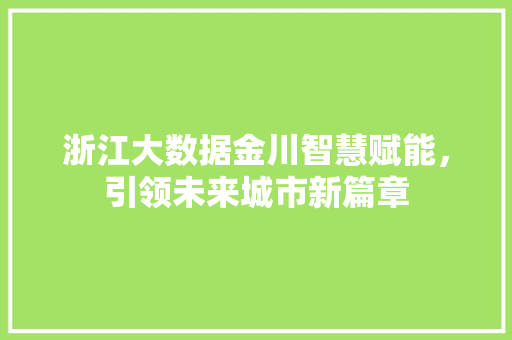 浙江大数据金川智慧赋能，引领未来城市新篇章  第1张