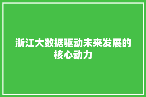 浙江大数据驱动未来发展的核心动力  第1张