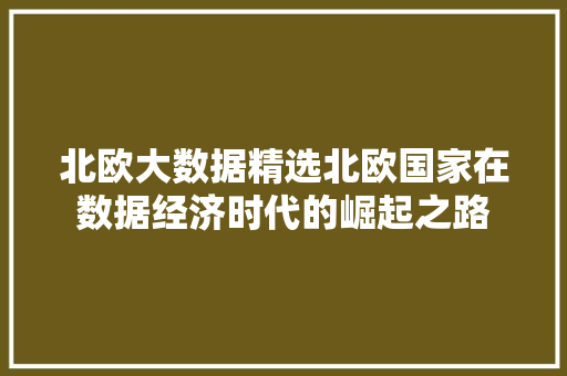 北欧大数据精选北欧国家在数据经济时代的崛起之路