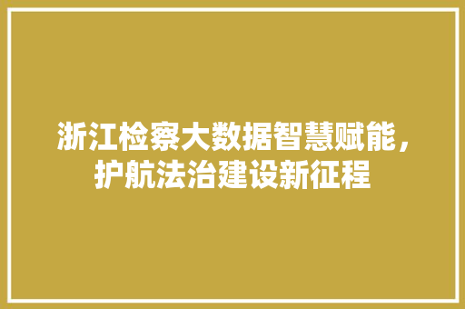 浙江检察大数据智慧赋能，护航法治建设新征程
