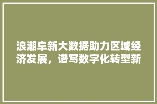 浪潮阜新大数据助力区域经济发展，谱写数字化转型新篇章