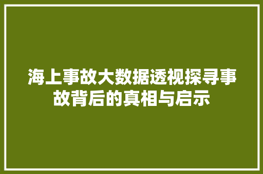 海上事故大数据透视探寻事故背后的真相与启示