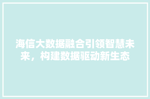 海信大数据融合引领智慧未来，构建数据驱动新生态