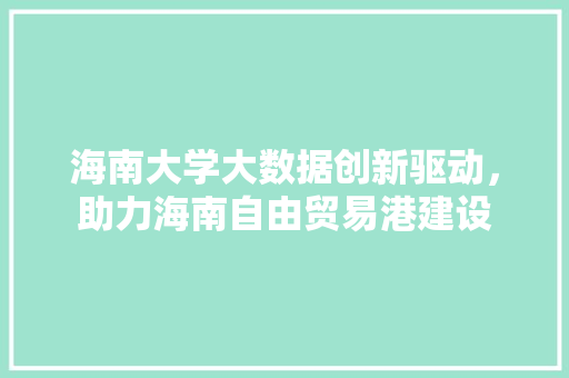 海南大学大数据创新驱动，助力海南自由贸易港建设  第1张