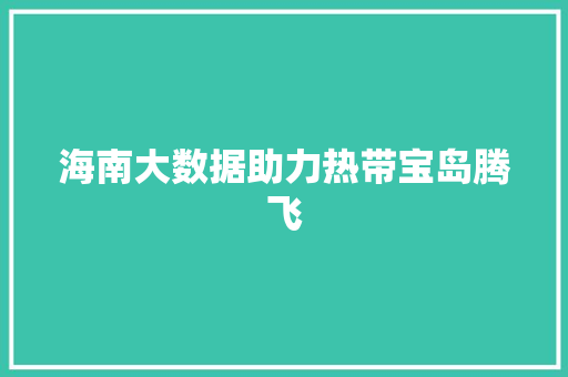 海南大数据助力热带宝岛腾飞  第1张