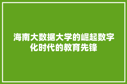 海南大数据大学的崛起数字化时代的教育先锋  第1张