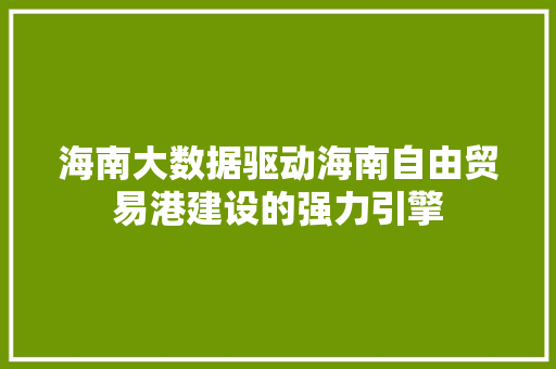 海南大数据驱动海南自由贸易港建设的强力引擎  第1张
