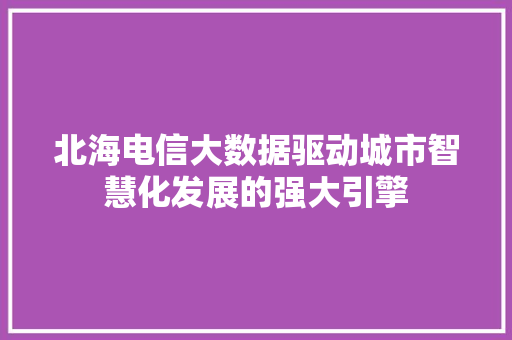 北海电信大数据驱动城市智慧化发展的强大引擎  第1张