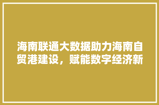 海南联通大数据助力海南自贸港建设，赋能数字经济新未来  第1张